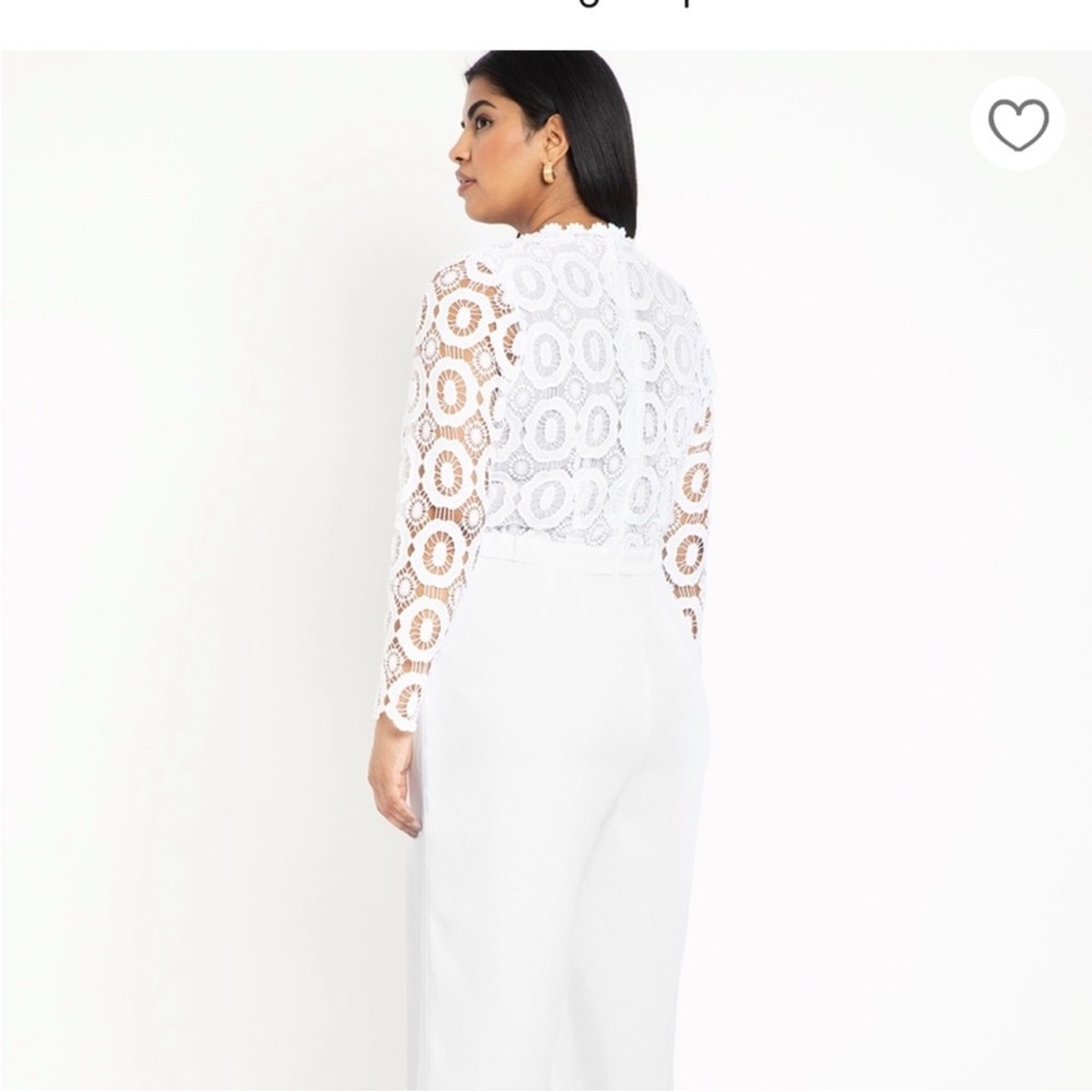 Nwt- Eloquii Elegant White Lace Jumpsuit - Picture 2 of 3